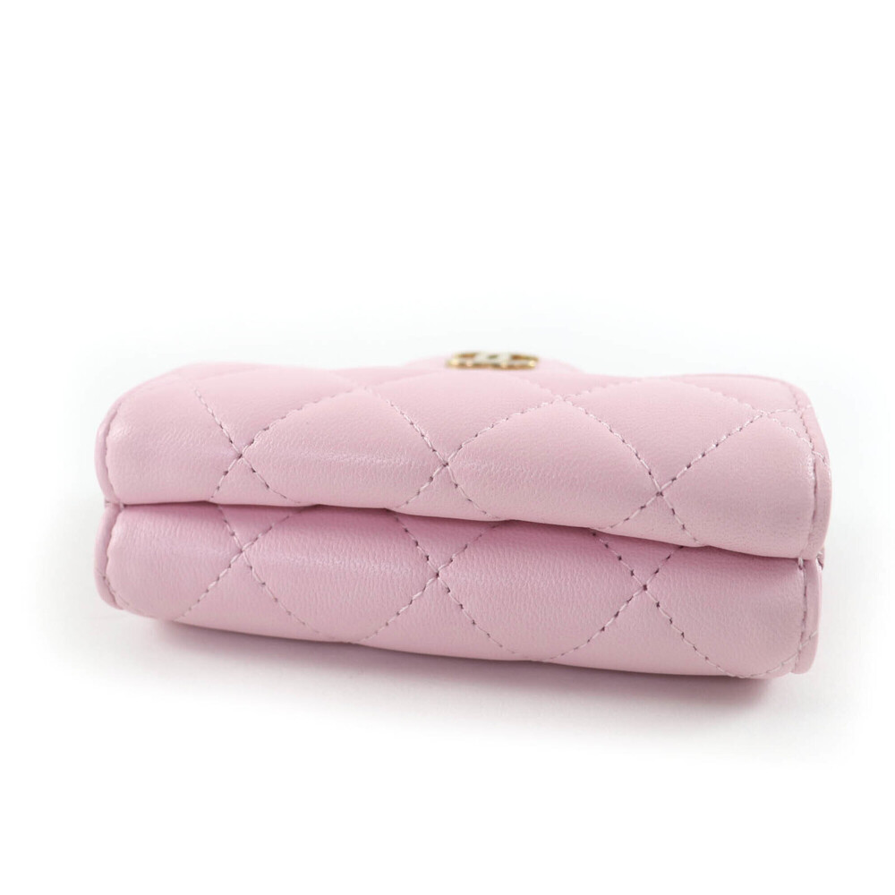 CHANEL Pink Lambskin Leather Logo Wallet - Picture 5 of 13